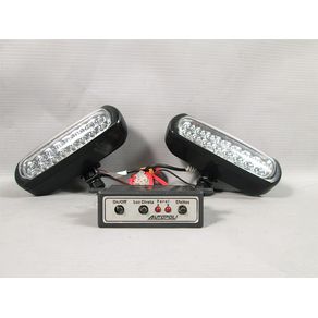Farol Auxiliar Estrobo Slim com 16 Leds Corpo Pto 12V Verde