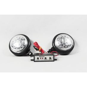 Farol Auxiliar Estrobo com 19 Leds Corpo Pto 12V Verde (Par