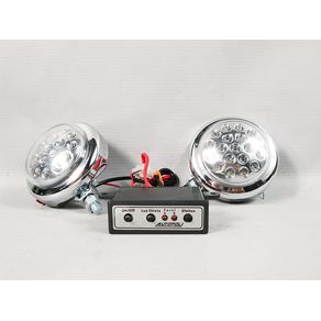 Farol Auxiliar Estrobo com 19 Leds Corpo Cromado 12V Azul (
