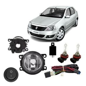 Kit Farol Milha Direita A Esquerda Renault Logan 2008/ Botao Universal