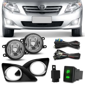 Kit Farol Milha Ld Le Toyota Corolla 2008/2011 com Aro Crom
