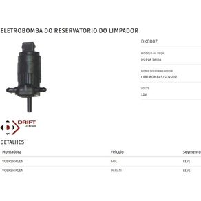 Bomba Motor Limpador Dagua Para-Brisa 2 Saidas com Conector