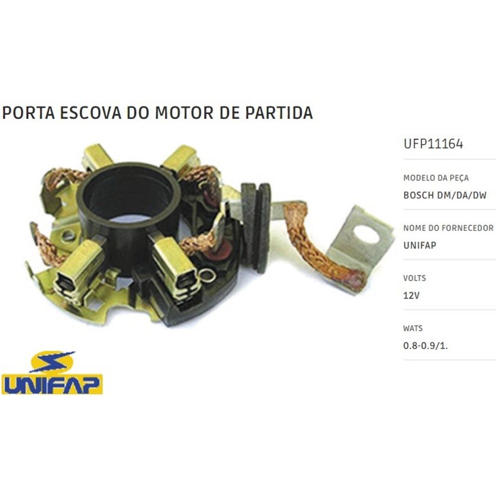 Porta Escovas UNIFAP Para Motor de Partida Fusca Kombi Brasilia