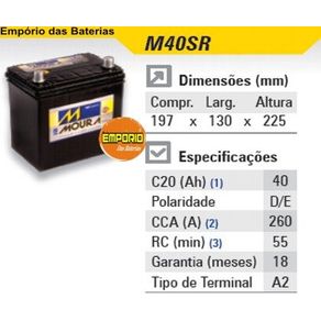 Bateria 40 Amperes Kia Picanto 2006/2013
