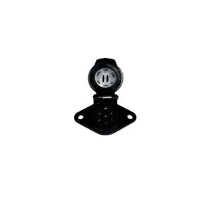 Tomada Eletrica P/ Engate Redonda 7 Polos Completa Nylon Preta