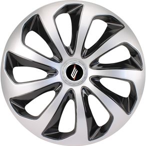 Jogo de Calota Universal Sportiva Velox Aro 15 Modelo Prata Preta