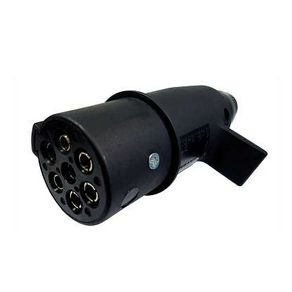 Tomada Eletrica P/ Engate Redonda 7 Polos Macho Nylon Preta