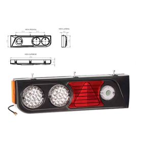 Lanterna Traseiro Universal com Lanternas 10 Leds e Triangu