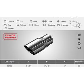 Tubo Escap Esportivo Tuper Zafira 2.1/4 X 4X3 X 7 Pol Cromado Fixa C/Parafuso