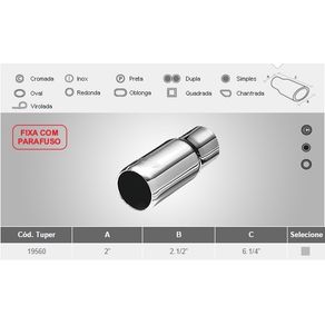 Tubo Escap Esportivo Tuper 2 X 2.1 X 6.1/4 Pol Cromado Fixa C/Parafuso