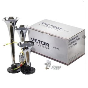 Buzina Esportiva 3 Cornetas 12V com Solenoide para Caminhao