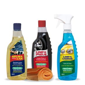 Produto Limpeza Kit Limpador Pneu Shampoo Limpa Vidro Flane
